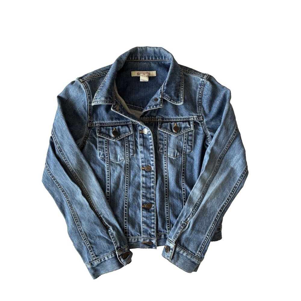 Abercrombie & Fitch Jean Jacket Girls XL Blue Classic Casual‎ Denim Kids Button